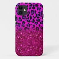Fashion Modern Pink Purple Glitter Leopard