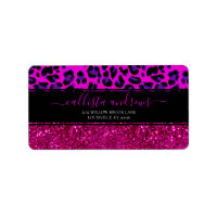 Fashion Modern Pink Purple Glitter Leopard.       