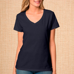 Fashion Navy Blue V-Neck T-Shirt / Customize