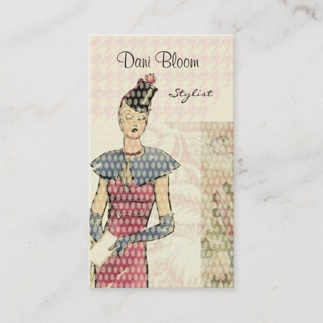Fashion or Stylist Fancy Girl Business Card (Front)
