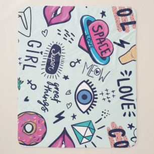 Fashion Patch: Pop Art Stickers. Sherpa Blanket