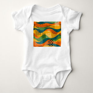 Fashion Patchwork: Undulating Abstract Art Baby Bodysuit