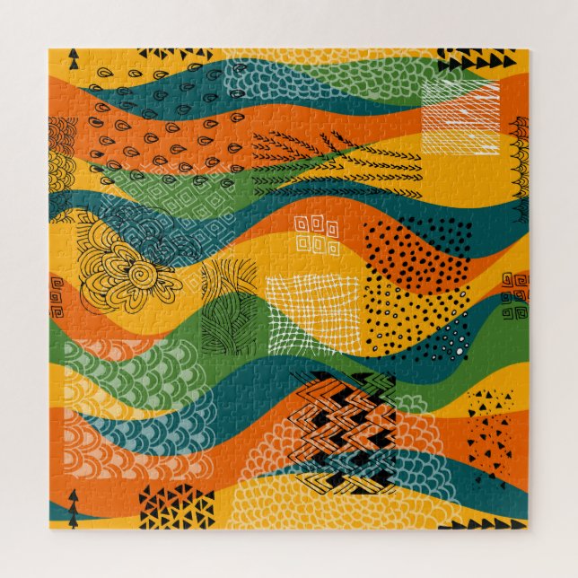 Fashion Patchwork: Undulating Abstract Art Jigsaw Puzzle (Vertical)