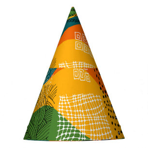 Fashion Patchwork: Undulating Abstract Art Party Hat