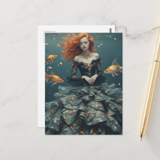 Fashion Photography With Goldfish Postcard