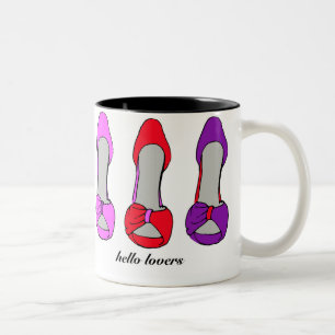 Fashion Pink Purple Stiletto Heels Red Shoe Lover Two-Tone Coffee Mug