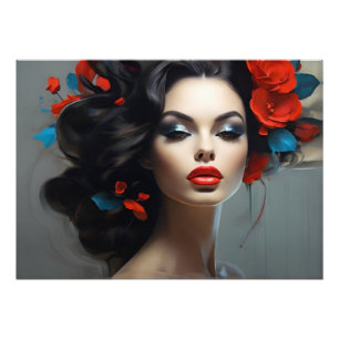 Fashion portrait of woman art photo print