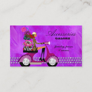 Fashion Purses Jewellery Violet Lace Feathers Business Card