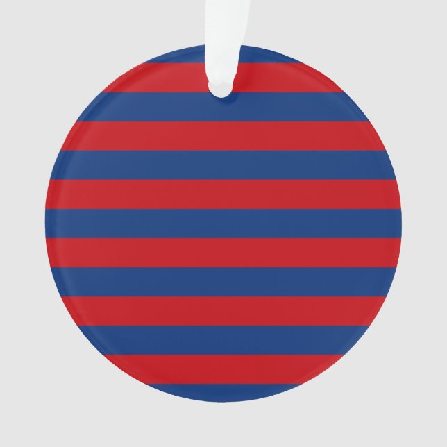 Fashion Red and Blue Horizontal Stripes Ornament (Front)