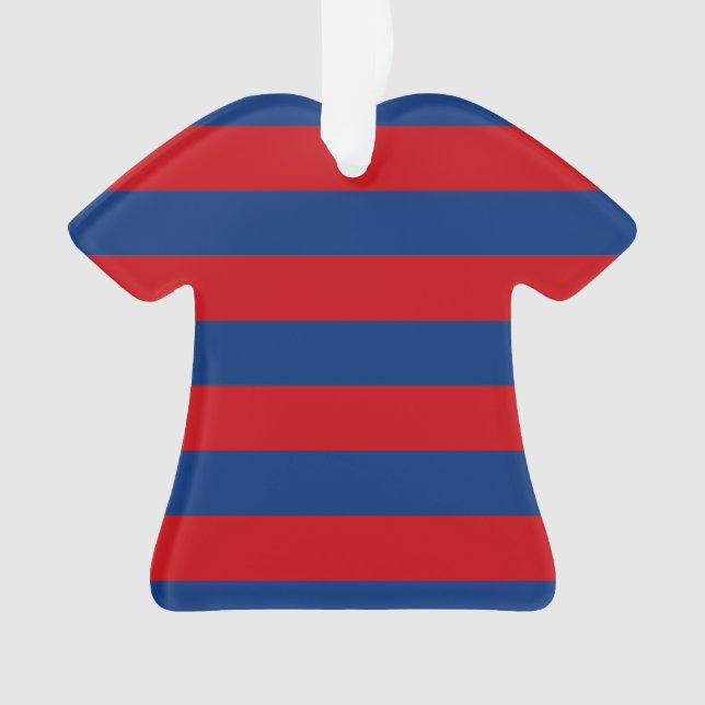 Fashion Red and Blue Horizontal Stripes Ornament (Front)