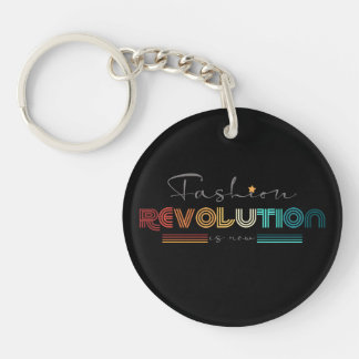 Fashion Revolution Retro Typographic Black Acrylic Keychain