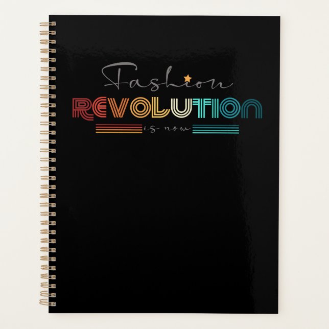 Fashion Revolution Retro Typographic Notebook Planner (Front)