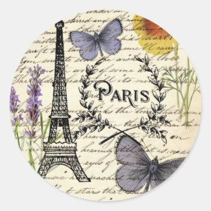 Fashion Salon SPA french eiffel tower Paris Classic Round Sticker