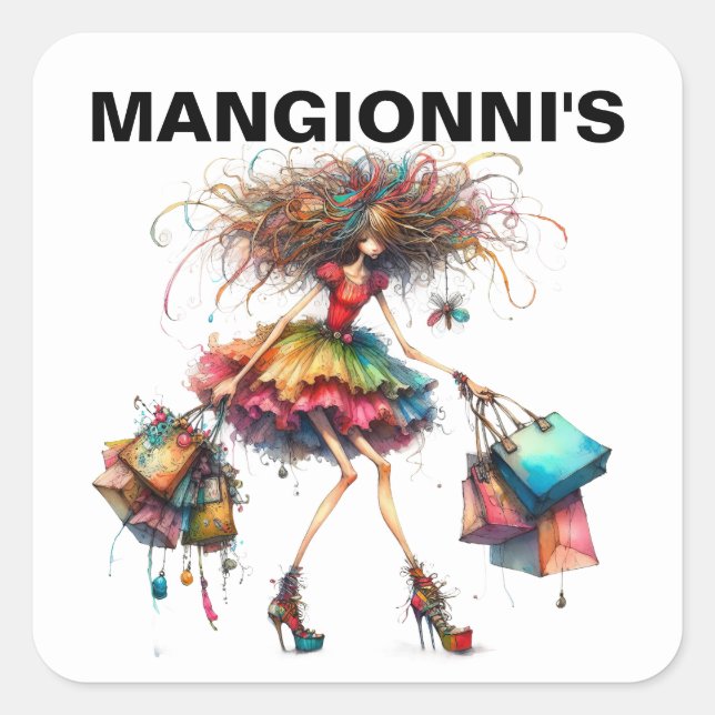 Fashion Shopping  Square Sticker (Front)