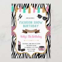 Fashion show make up birthday invite