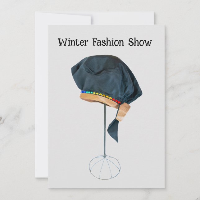 Fashion show with Rhinestone hat invitation (Front)