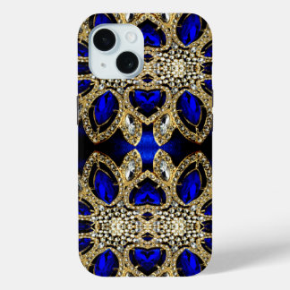 fashion stylish turquoise gold silver royal blue  iPhone 15 case