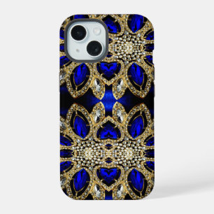 fashion stylish turquoise gold silver royal blue iPhone 15 case
