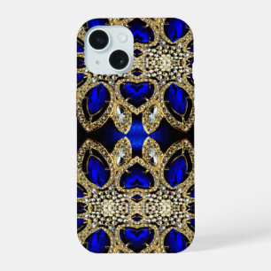 fashion stylish turquoise gold silver royal blue iPhone 15 case