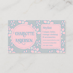 Fashion Stylist Boho Retro Floral Business Card