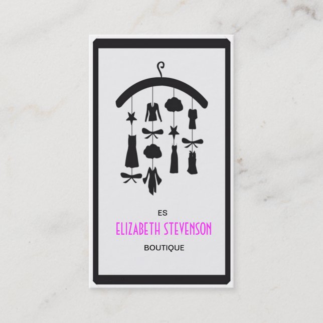 Fashion Stylist Designer Wardrobe Boutique Business Card (Front)