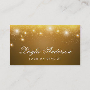Fashion Stylist - Shimmering Gold Glitter Sparkles Business Card