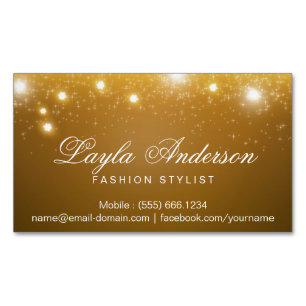 Fashion Stylist - Shimmering Gold Glitter Sparkles Magnetic Business Card