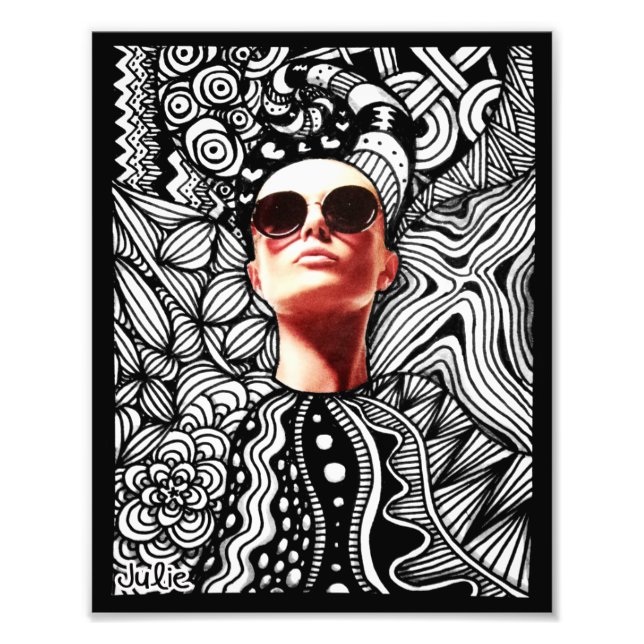 Fashion Sunglasses Doodle Art Photo Print (Front)