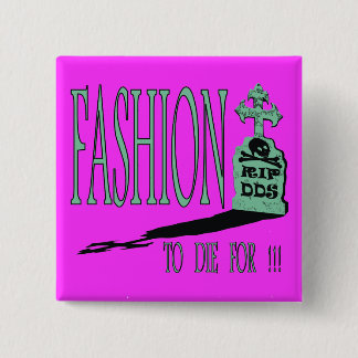 FASHION TO DIE FOR !!! mint/electric pink 2 Inch Square Button
