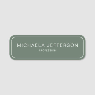 Fashion Trend Colour Sage Green Modern Professiona Name Tag