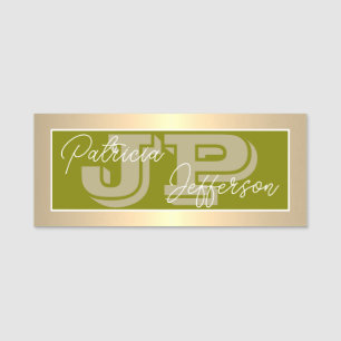 Fashion Trend Olive Green Luxury Gold Name Tag