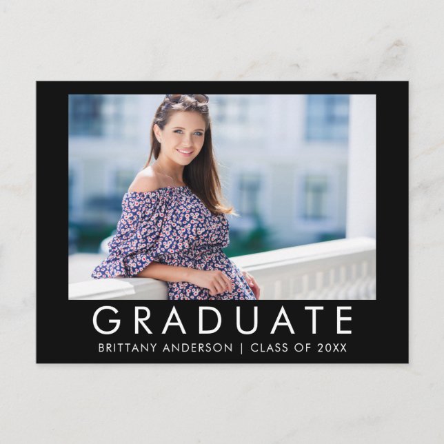 Fashion Trendy Graduation Photo Party Invitation (Front)