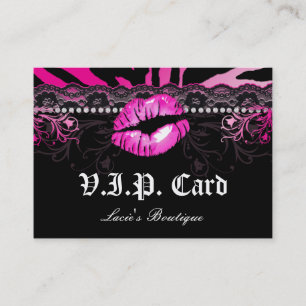 Fashion VIP Card Lace Lips Zebra Pink