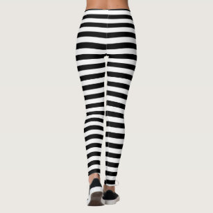 Black Leggings with Double White Stripe