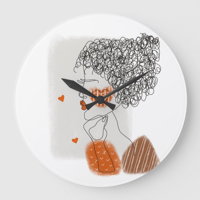 Fashion Woman: Graphic Black Lines Large Clock (Front)