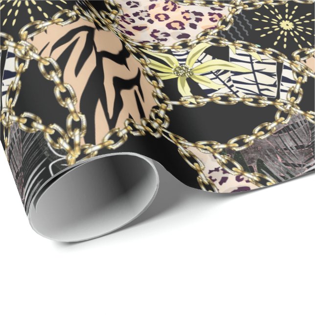 Fashionable, abstract, chains, tiger skin. wrapping paper (Roll Corner)