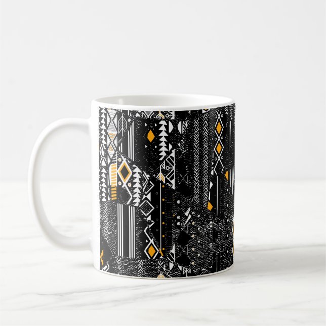 Fashionable and trendy  collage seamless pattern w coffee mug (Left)