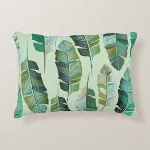 Fashionable Banana Plants Tropical Illustration Accent Pillow