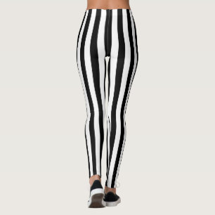 Fashionable Black and White Vertical Stripesd Leggings