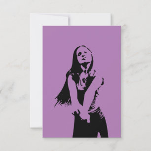 Fashionable Black Dancing Girl Silhouette Card