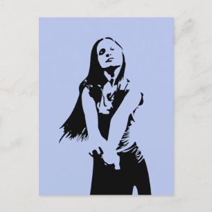 Fashionable Black Dancing Girl Silhouette Postcard
