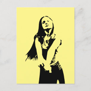 Fashionable Black Dancing Girl Silhouette Postcard
