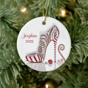 Fashionable Christmas Stiletto High Heel Shoe Cera Ceramic Ornament