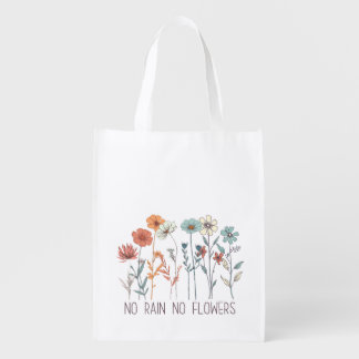 Fashionable colorful wildflowers  reusable grocery bag