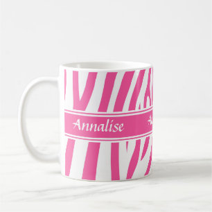 Fashionable customizable Pink white zebra pattern Coffee Mug