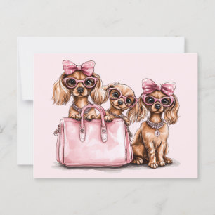 Fashionable Dachshund Dogs Pink Purse Postcard