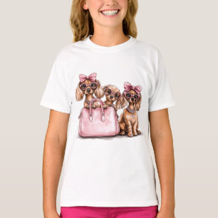 Fashionable Dachshund Dogs Pink Purse T-Shirt