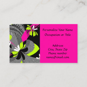 Fashionable & Elegant Abstract Black, Pink & Lime Business Card