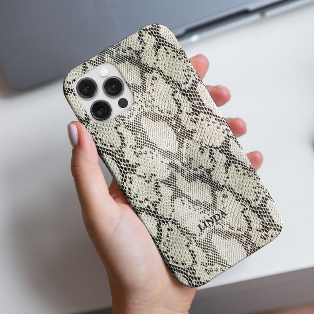 Fashionable Elegant Beige Snake Skin Motif  Case-Mate iPhone Case (The elegant design is in a chic and trendy color of beige and has a snake motif on custom phone case)