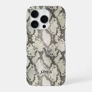 Fashionable Elegant Beige Snake Skin Motif  iPhone 16 Pro Case